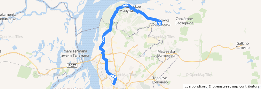 Mapa del recorrido Автобус 114: село Фёдоровка - Автовокзал de la línea  en Khabarovsk Krai.