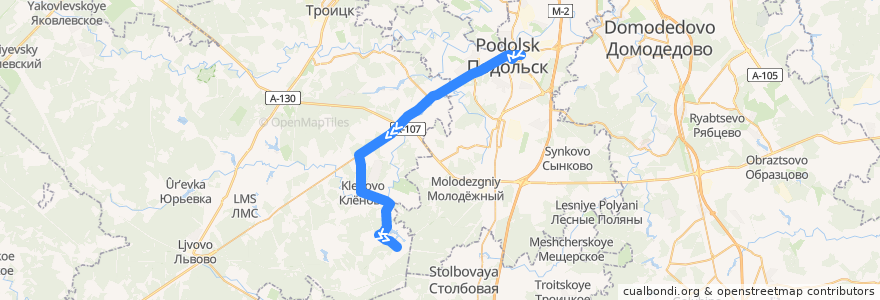 Mapa del recorrido Автобус №1033: Подольск - Свитино - Жохово de la línea  en District fédéral central.
