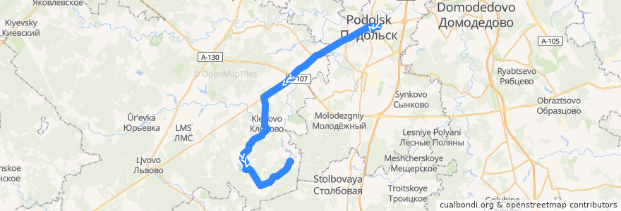 Mapa del recorrido Автобус №1033: Подольск - Чернецкое - Жохово de la línea  en 中央連邦管区.