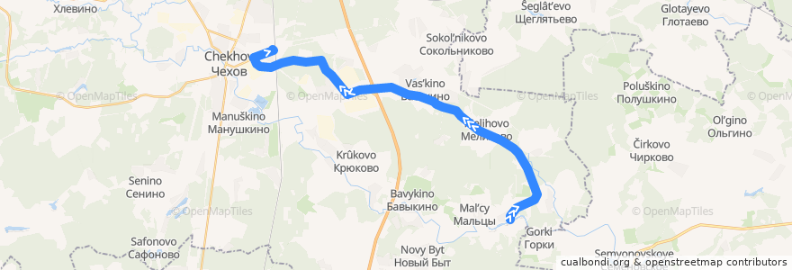 Mapa del recorrido Автобус №25 Чехов: Нерастанное - Чехов de la línea  en Chekhovsky District.