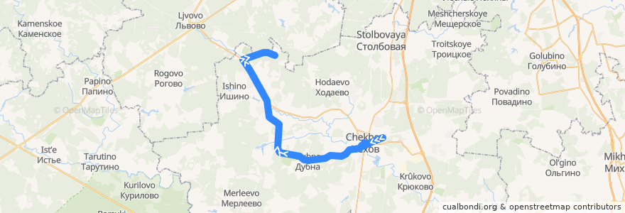 Mapa del recorrido Автобус №34 Чехов: Чехов - Чернецкое de la línea  en Chekhovsky District.