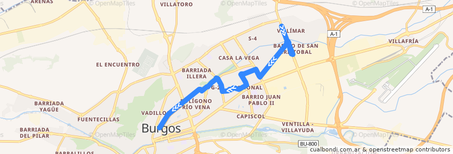 Mapa del recorrido L19: Villimar - Pz España (Pol. Docente) de la línea  en برغش.