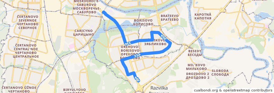 Mapa del recorrido Автобус 694: Каширское шоссе, 148 - Платформа Москворечье de la línea  en Южный административный округ.