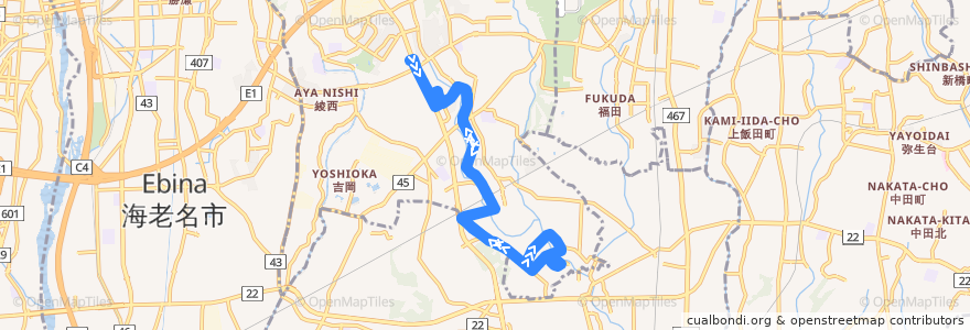 Mapa del recorrido かわせみ3号 de la línea  en 神奈川縣.