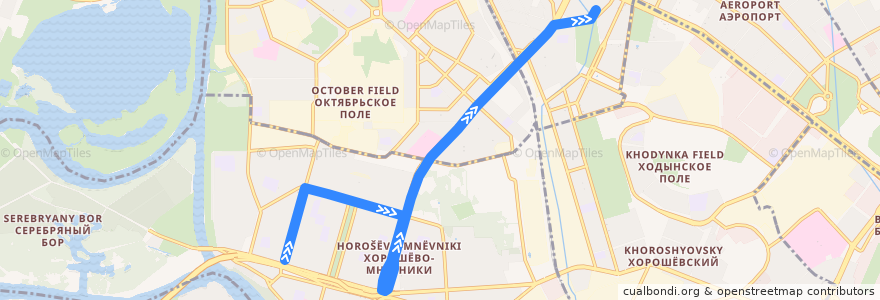 Mapa del recorrido Троллейбус 59: Улица Генерала Глаголева - Метро "Сокол" de la línea  en North-Western Administrative Okrug.