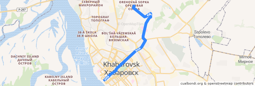 Mapa del recorrido Маршрутное такси 82: Комсомольская площадь - Ореховая сопка de la línea  en Khabarovsk.