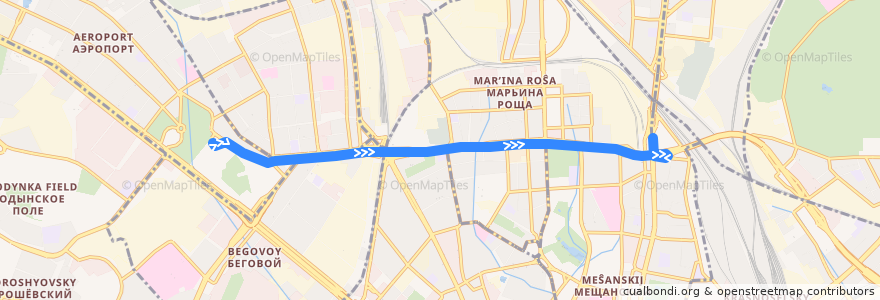 Mapa del recorrido Автобус Т42: Метро «Динамо» => Рижский вокзал de la línea  en Moscow.