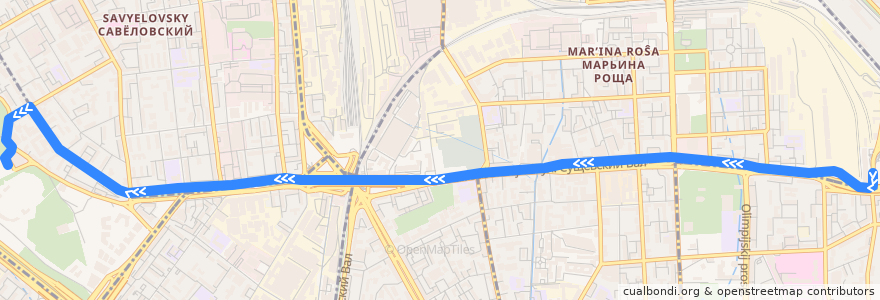 Mapa del recorrido Автобус Т42: Рижский вокзал => Метро «Динамо» de la línea  en Moscow.