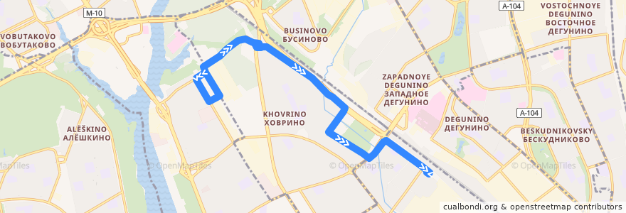 Mapa del recorrido Автобус №65: Левобережная улица - Станция метро "Водный стадион" de la línea  en Северный административный округ.