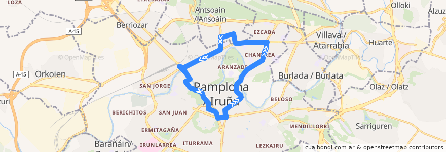 Mapa del recorrido TUC L21 de la línea  en Памплона.