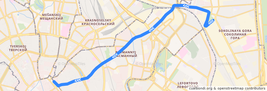 Mapa del recorrido Автобус т25: Проспект Будённого => Лубянская площадь de la línea  en Moskau.