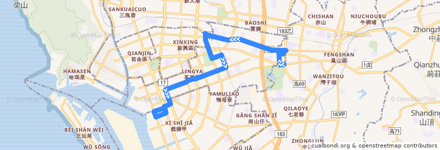 Mapa del recorrido 紅21(往程) de la línea  en Kaohsiung.