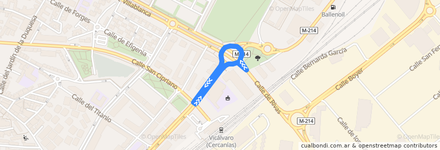 Mapa del recorrido 287 Madrid (Vicálvaro) - RENFE San Fernando de la línea  en 마드리드.