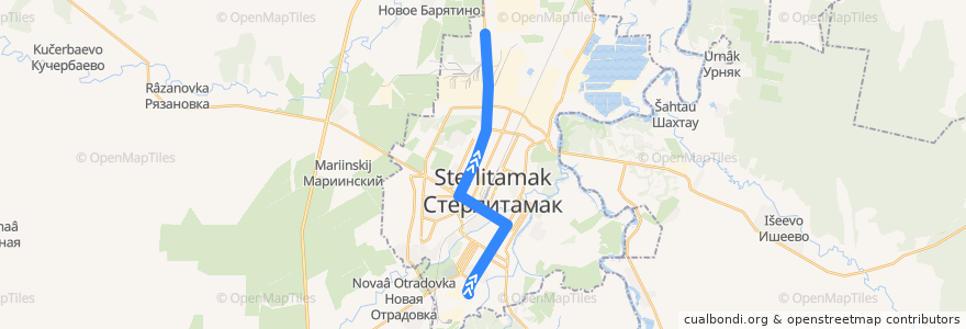 Mapa del recorrido Троллейбус №3а: ВТС - Колхозный рынок - посёлок Первомайский de la línea  en городской округ Стерлитамак.