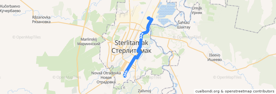 Mapa del recorrido Троллейбус №12а: ВТС - Бариевое производство de la línea  en ステルリタマク管区.