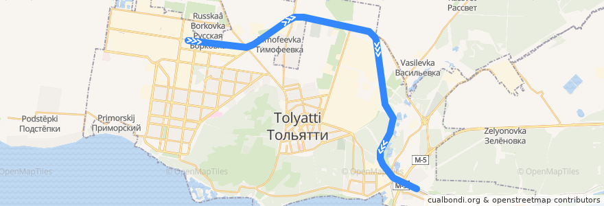 Mapa del recorrido Тольятти - Жигулёвское море de la línea  en городской округ Тольятти.