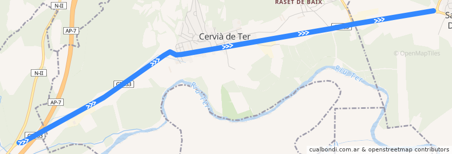 Mapa del recorrido Girona-l'Estartit de la línea  en 赫罗纳.
