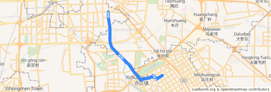 Mapa del recorrido Bus 623: 前门 => 开发区交通服务中心 de la línea  en Beijing.