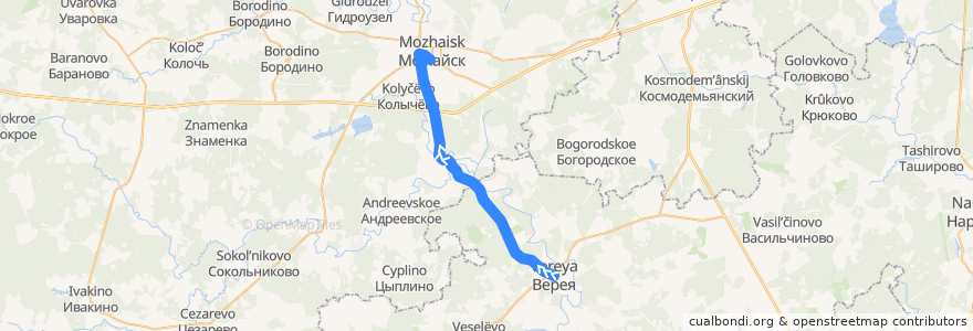 Mapa del recorrido Автобус № 35: Верея => Автостанция Можайск de la línea  en Moscow Oblast.
