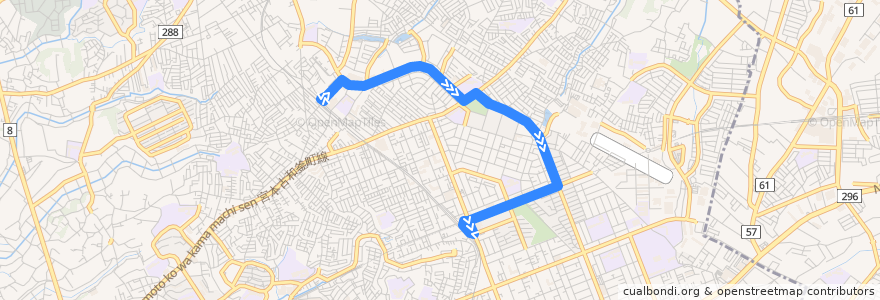 Mapa del recorrido 高根公団線 de la línea  en Funabashi.