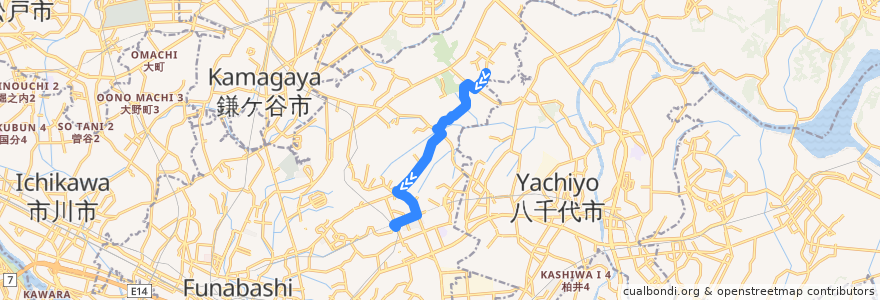 Mapa del recorrido 古和釜線 de la línea  en Funabashi.