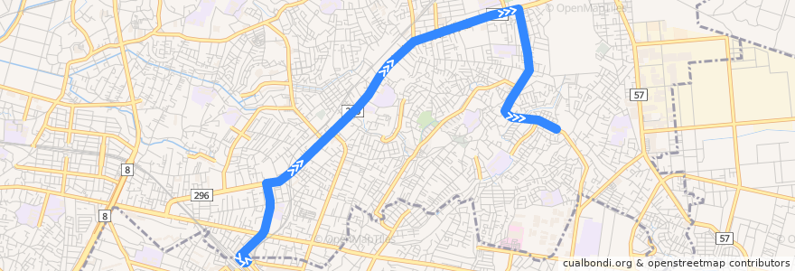 Mapa del recorrido 三山線 de la línea  en Funabashi.