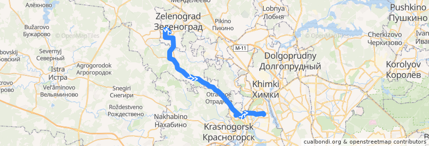Mapa del recorrido Автобус № 707м "Крюково - м. Митино - м. Сходненская" de la línea  en Central Federal District.