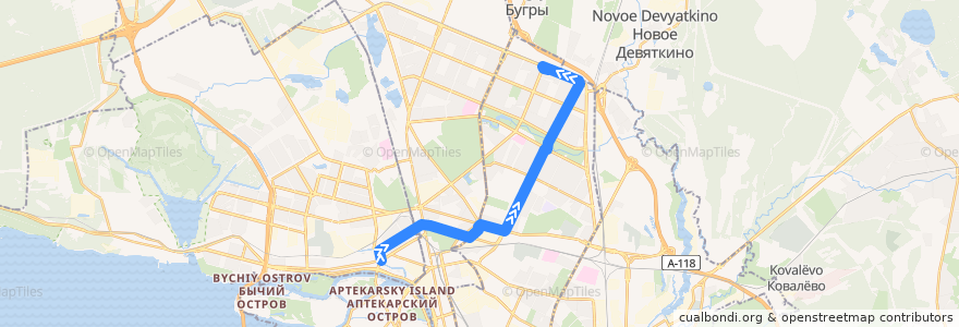 Mapa del recorrido Троллейбус № 6: станция метро «Чёрная речка» → Светлановский проспект de la línea  en Saint-Pétersbourg.