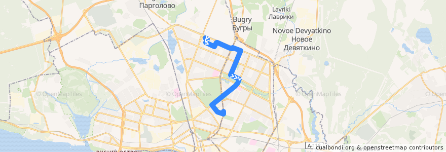 Mapa del recorrido Автобус № 69: Придорожная аллея => станция метро «Политехническая» de la línea  en San Pietroburgo.