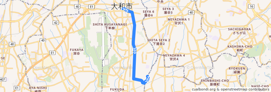 Mapa del recorrido 大和03系統 de la línea  en Ямато.