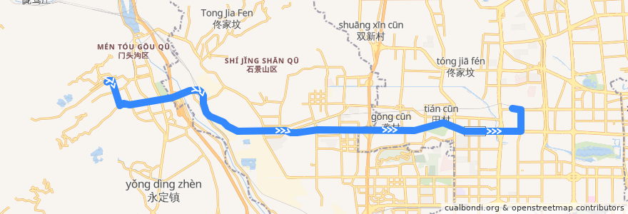 Mapa del recorrido Bus BRT4支: 龙泉西公交场站 => 地铁海淀五路居站 de la línea  en 北京市.