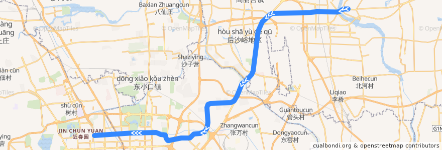 Mapa del recorrido Subway 15: 俸伯 => 望京西 de la línea  en پکن.