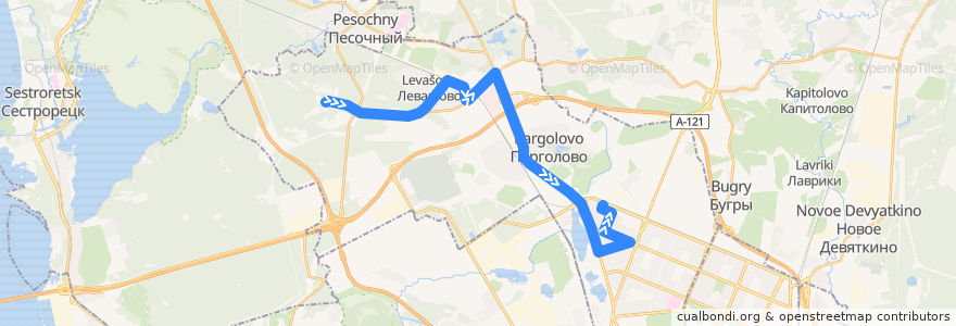 Mapa del recorrido Автобус № 75: Новоселки => улица Жени Егоровой de la línea  en Wyborger Rajon.