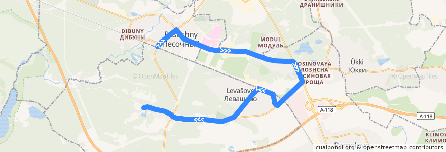 Mapa del recorrido Автобус № 84Ш: ж/д станция Песочная => Новоселки de la línea  en Выборгский район.