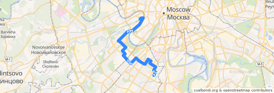 Mapa del recorrido Автобус 119: Нагорный бульвар - Киевский вокзал de la línea  en Moscou.