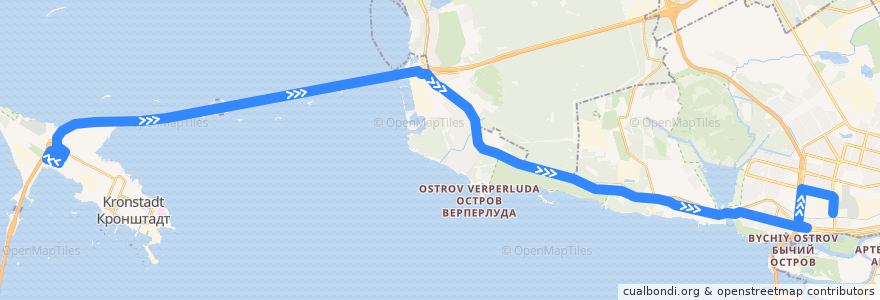 Mapa del recorrido Автобус № 101А de la línea  en 圣彼得堡.