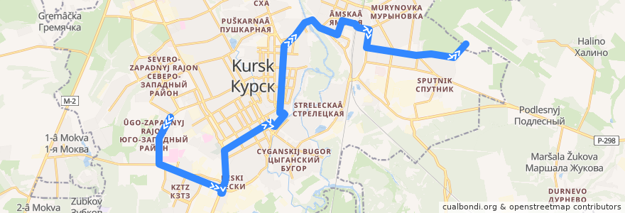 Mapa del recorrido Маршрут автобуса №81: "Микрорайон "Родники" - Аэропорт" de la línea  en Kursk.