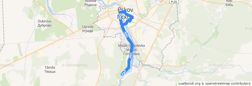 Mapa del recorrido Автобус №8А Пристань-круговой de la línea  en Псковский район.