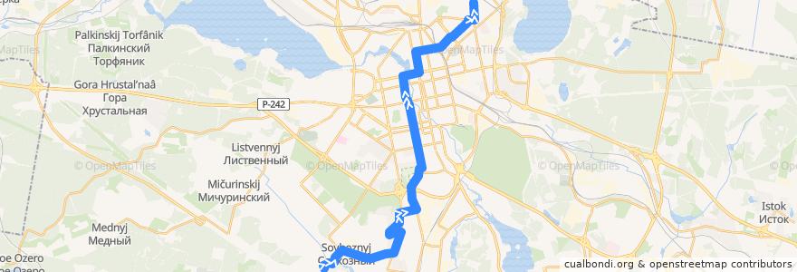 Mapa del recorrido Автобус 018. 17-я мехколонна - Авангард de la línea  en Yekaterinburg Municipality.