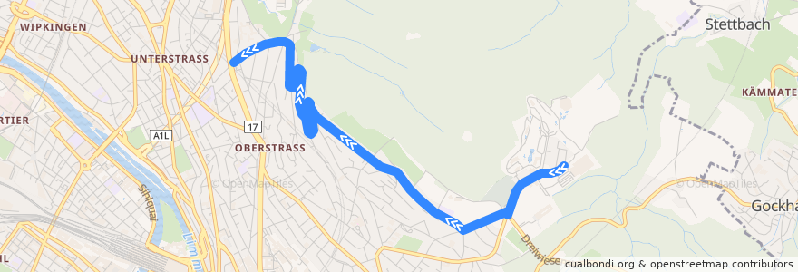 Mapa del recorrido Bus 39: Zürich, Im Klösterli → Letzistrasse de la línea  en Zurich.