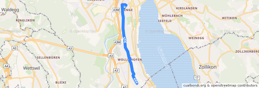 Mapa del recorrido Bus 66: Zürich, Neubühl → Kantonsschule Enge de la línea  en Цюрих.