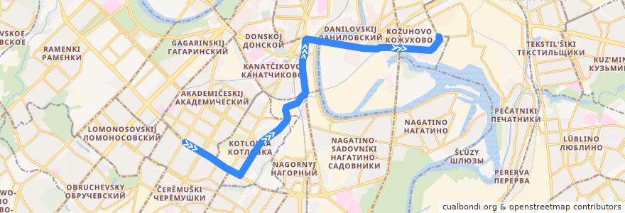 Mapa del recorrido Автобус 44: Метро "Профсоюзная" => Метро "Кожуховская" de la línea  en 莫斯科.