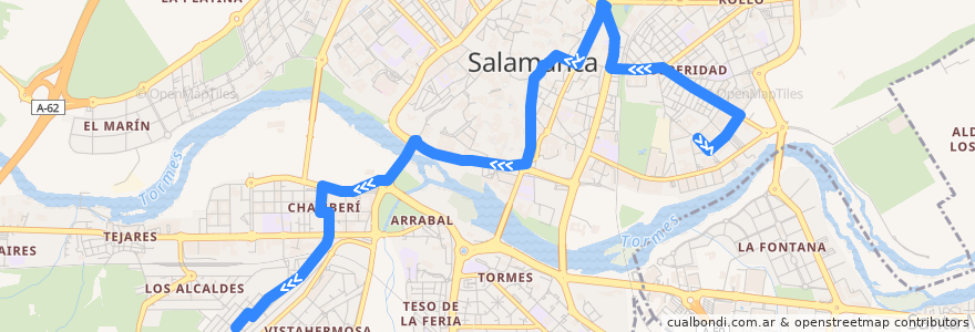 Mapa del recorrido 8. Prosperidad → Chamberí de la línea  en Salamanque.