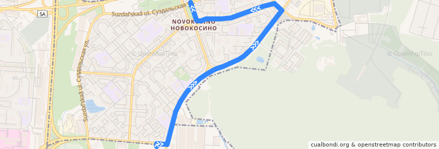 Mapa del recorrido Автобус 811к: 3-й микрорайон Новокосина - Метро "Новокосино" de la línea  en Föderationskreis Zentralrussland.