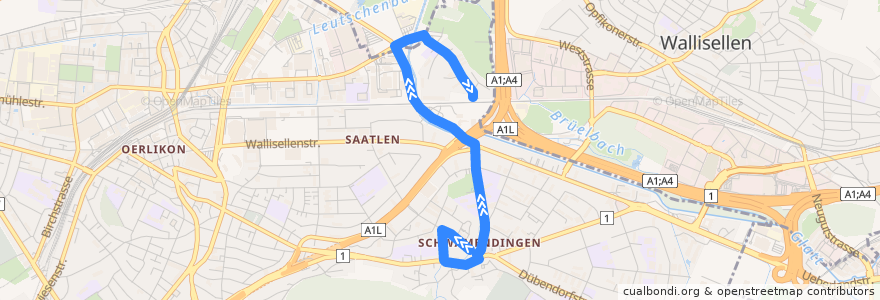 Mapa del recorrido Bus 79: Zürich, Schwamendingerplatz → Auzelg Ost de la línea  en Zúrich.