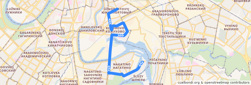 Mapa del recorrido Автобус 670: Нагатинский затон - Станция метро "Дубровка" de la línea  en モスクワ.