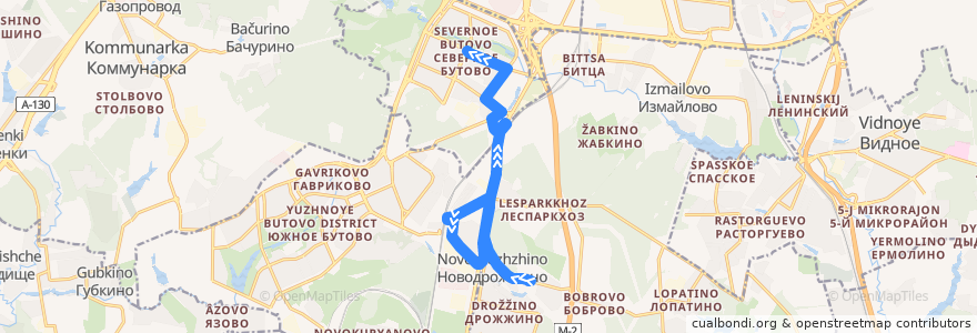 Mapa del recorrido Автобус №18: Бутовский полигон - Станция метро "Бульвар Дмитрия Донского" de la línea  en Юго-Западный административный округ.