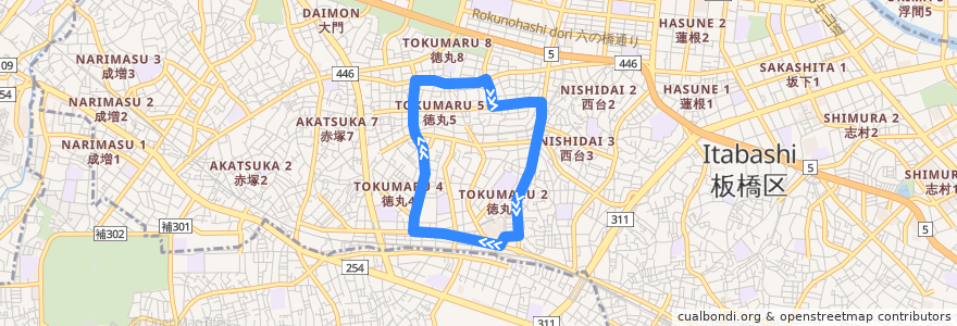 Mapa del recorrido 徳丸循環 de la línea  en 东京都/東京都.