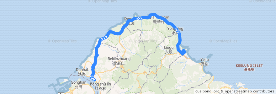 Mapa del recorrido 新北市 863 捷運淡水站-金山 (往程) de la línea  en 新北市.