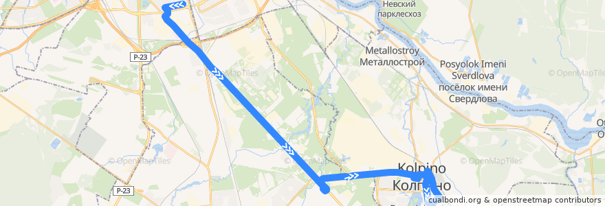Mapa del recorrido Автобус № 192: Звёздная улица => Колпино, вокзал de la línea  en 圣彼得堡.